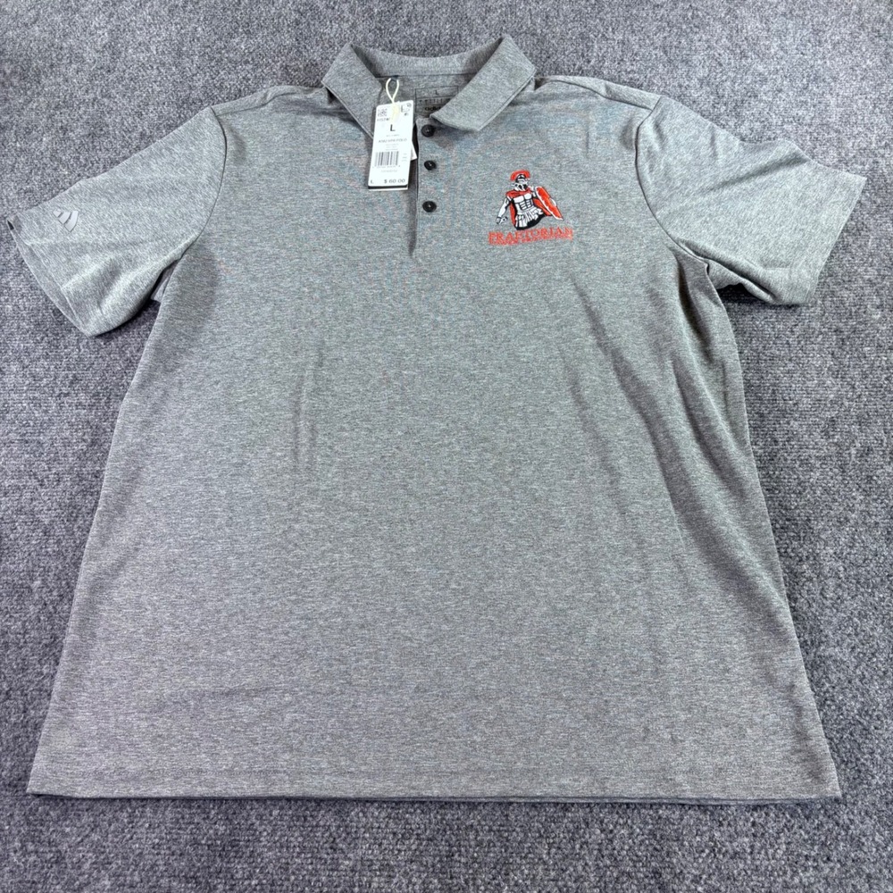 Adidas Polo Shirt Mens L Grey Praetorian Power Protection NWT Spartan Graphic